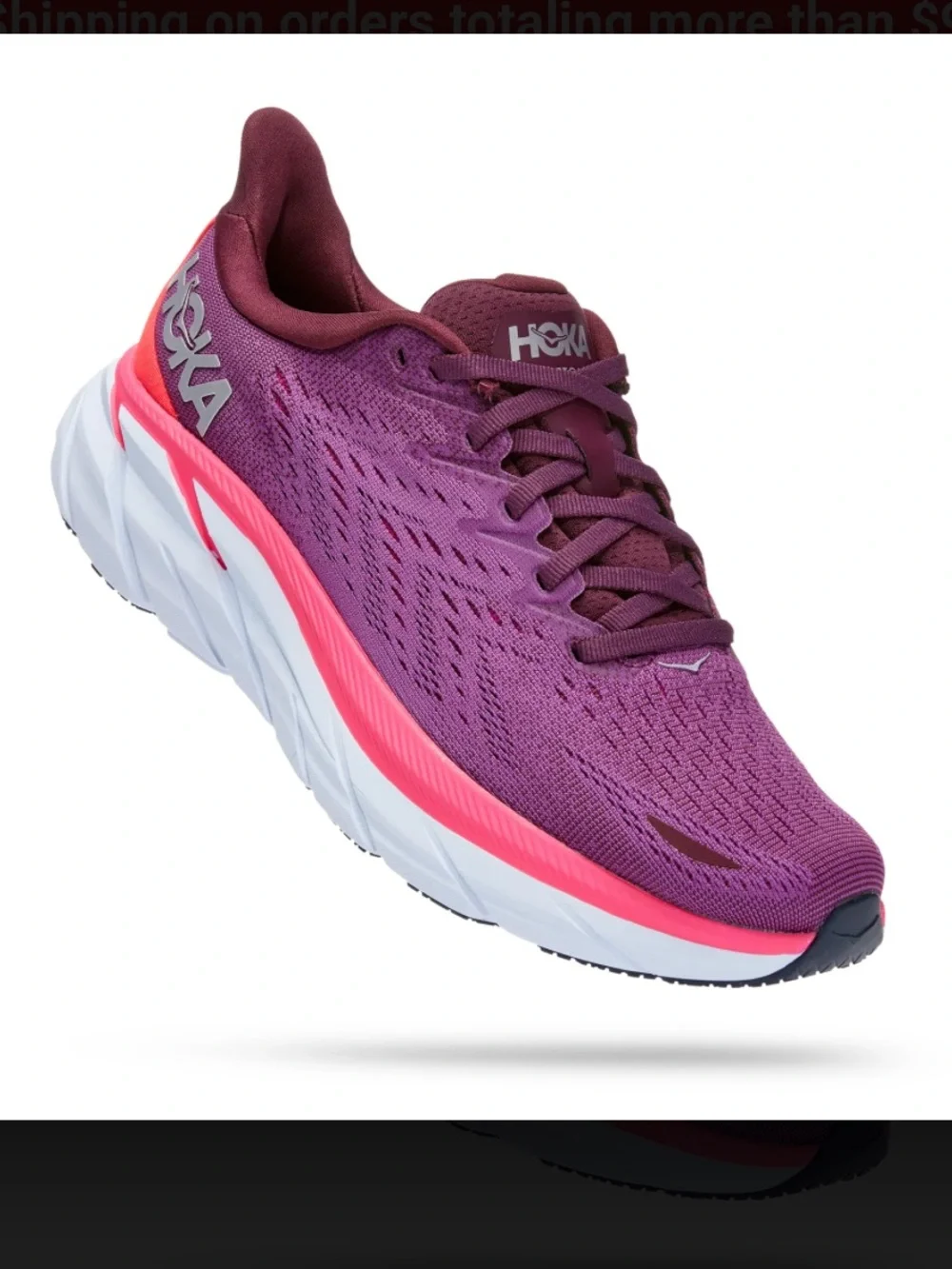 Hoka Women's Clifton 8 Purple and Pink Road Running Shoe size 10
